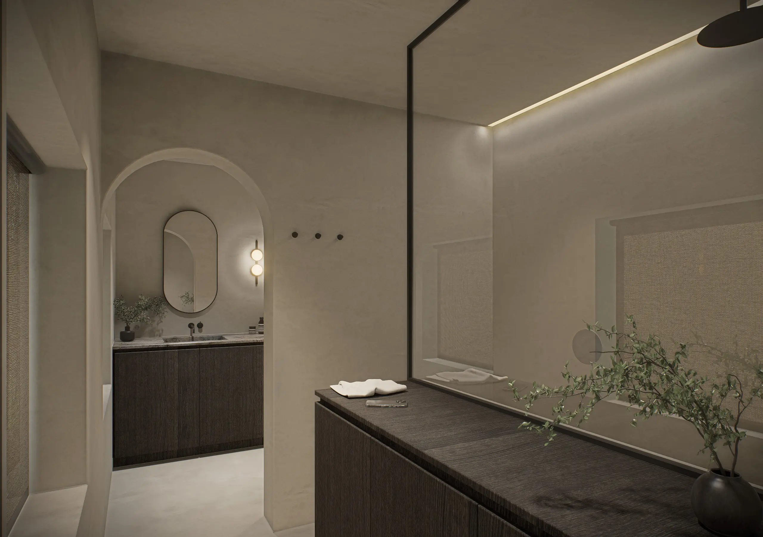 Badkamer met maatwerk en zachte verlichting