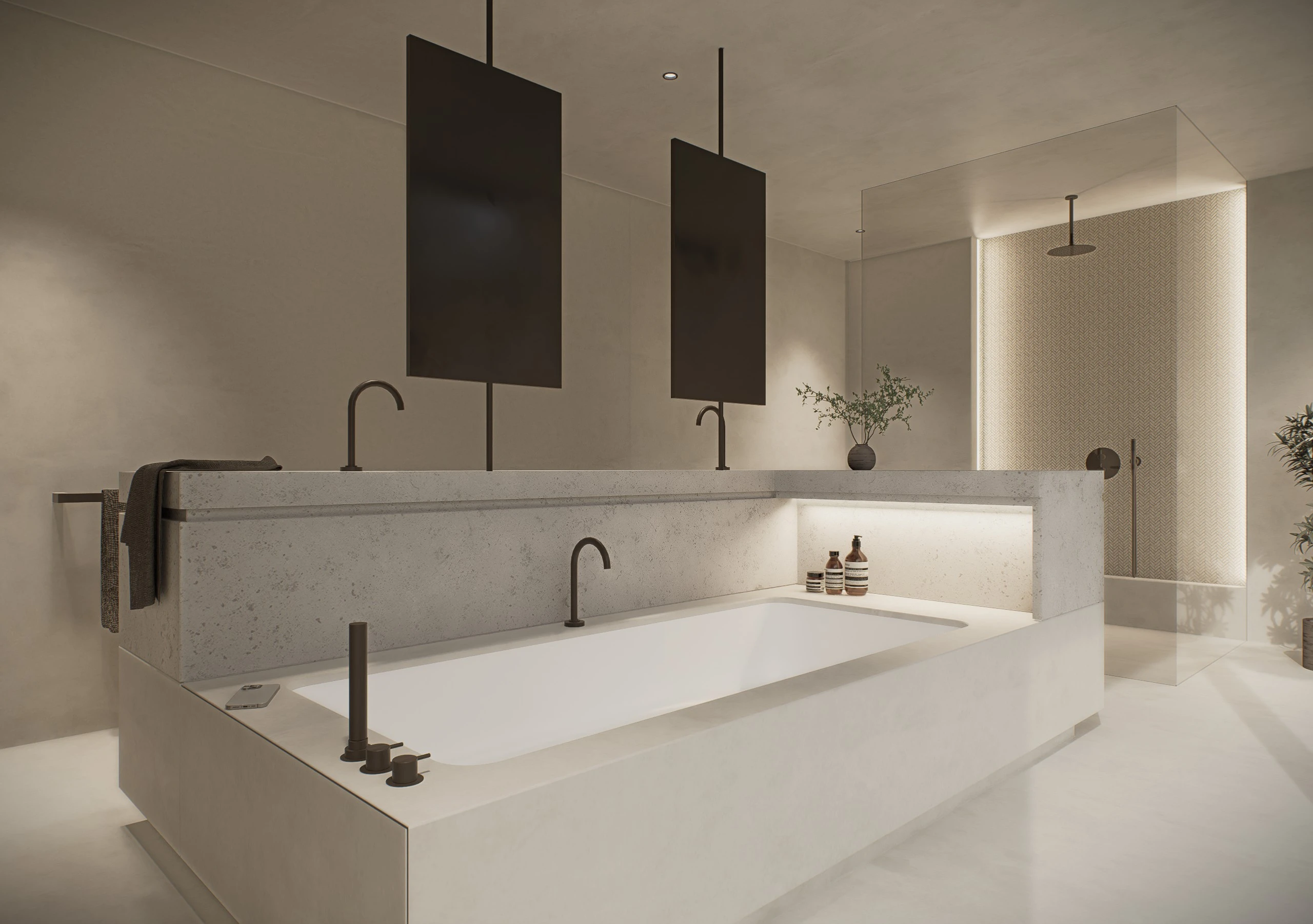 Luxueuze renovatie van een badkamer in Nijlen. Door high end architectenbureau Studio Anja Vissers uit Herentals.